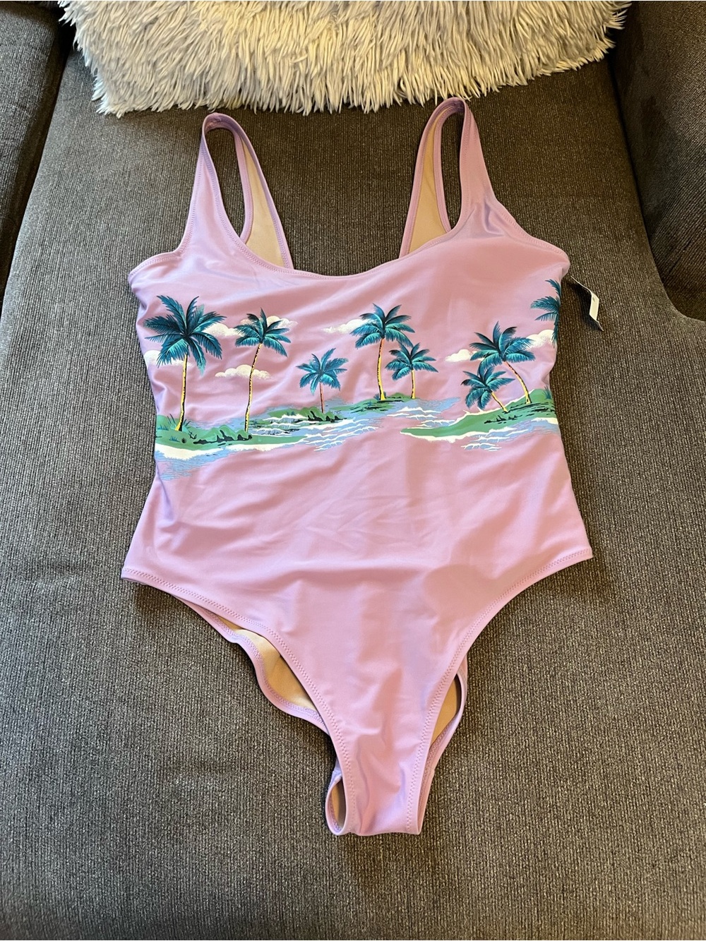 Old Navy Lilac One-Piece Swimsuit with Tropical Palm Print